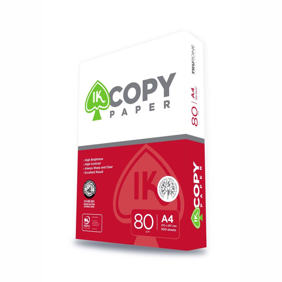 IK Copy Paper A4 80GSM White 500 Sheets GBM technology