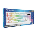 Laser White Gaming RGB Keyboard Full Size with Multimedia Keys