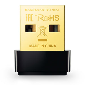 TP-Link Archer T2U Nano AC600 Wi-Fi USB Adapter,433Mbps at 5GHz + 200Mbps at 2.4GHz, USB 2.0