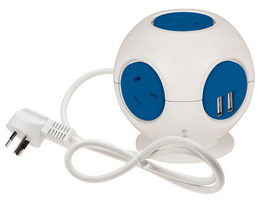 JACKSON 4 OUTLET POWER BLOCK WITH USB X 2 (Blue)