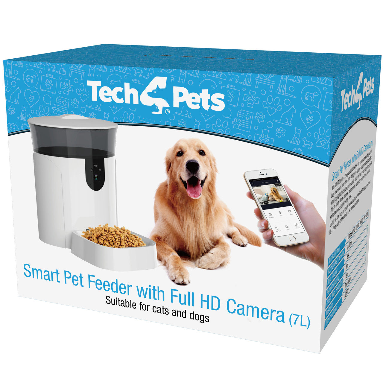 Tech4Pets 7L Smart Pet Feeder with HD Camera & App Control