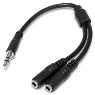 Slim Stereo Y Cable 3.5 to 2x 3.5mm