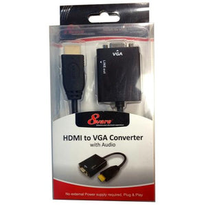 8Ware HDMI 19-pin to VGA 15-pin Male to Female Converter without Power Adapter plus 3.5mm Stereo Audio Out