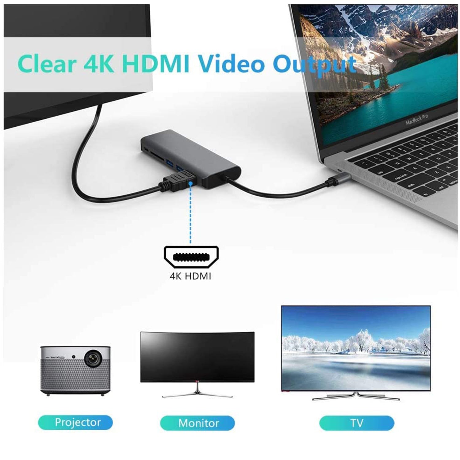 USB-C Dock 6 in 1 Multiport Docking Station