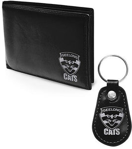 AFL Leather Wallet and Keyring Pack Geelong Cats