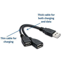 USB Y SPLITTER CABLE USB-AM TO 2x USB-AF 15cm