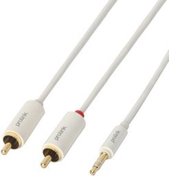 3.5mm Stereo Plug To 2x RCA Plugs 2.0M Prolink White