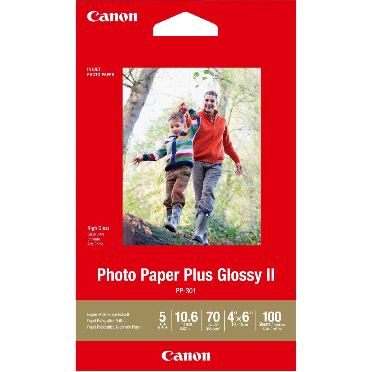 CANON GLOSSY PHOTO PAPER GLOSSY II PP301 4 X6 100 SHEETS